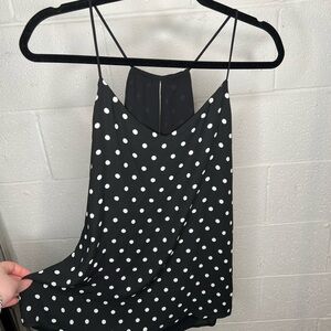 Express Black & White Polka Dot Tank Top - Size: L